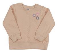 Svetloružová károvaná mikina s kvietkami Dopodopo