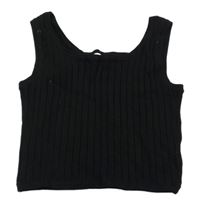 Čierny rebrovaný úpletový crop top H&M