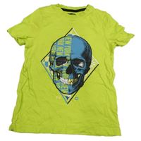 Neonově zelené tričko s lebkou F&F