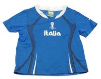 Modrý sportovní dres s nápisom