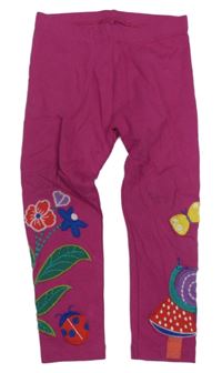 Vínovo-ružové legíny s kvetinami a motýlom Mothercare