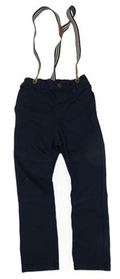 Tmavomodré nohavice s trakami H&M