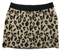 Béžovo-čierna leopardí pletená sukňa River Island