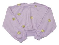 Lila crop mikina so smajlíkmi H&M