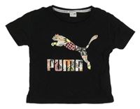 Černé tričko s nápisem a logem Puma