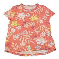 Ružovo-farebné kvetované tričko s papoušky ZN. nkd