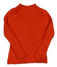 Červený rebrovaný sveter so stojačikom Tu