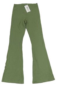 Khaki žebrované flare kalhoty M&S vel.176