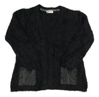 Čierny pletený chlpatý cardigan H&M