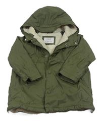 Khaki nepromokavá jesenná bunda s kapucňou Zara