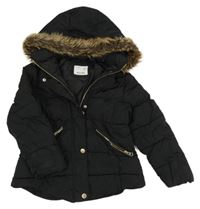 Čierna šušťáková zimná bunda s kapucňou Zara