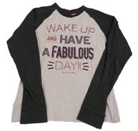 Svetloružová -tmavosivé crop tričko s nápismi C&A