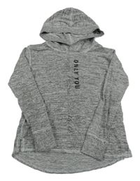 Šedé melírované úpletové triko s nápisem a kapucí H&M