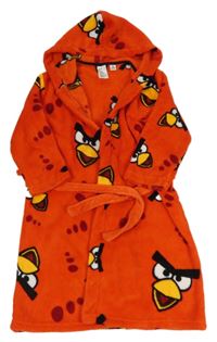 Červený chlupatý župan s Angry Birds a kapucí H&M