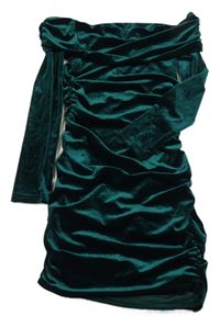 Tmavozelené sametové šaty Shein