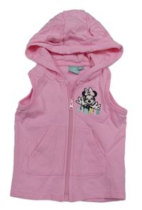 Ružová tepláková prepínaci vesta s Minnie a kapucňou Disney