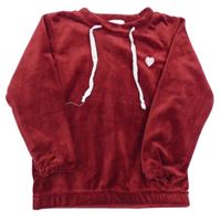 Rubínová plyšová mikina so srdiečkom