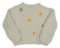 Smotanový sveter s kvietkami Primark