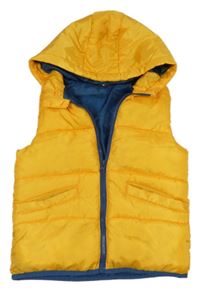 Žltá šušťáková zateplená vesta s kapucňou
