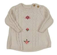 Smotanový sveter s kvietkami Nutmeg