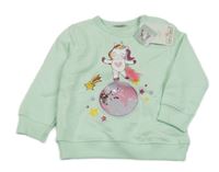 Nové - Světlezelená mikina s jednorožcem Orsolino