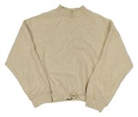 Svetlobéžová melírovaná crop mikina so stojačikom