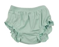 Mentolové žebrované kraťasy s volánky 