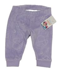 Nové - lila vzorované zamatové tepláky s Minnie Disney