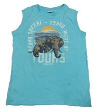 Světlemodré tílko s nápisem a slony S. Oliver