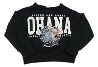 Čierna crop mikina s nápisom a Stitchem Disney