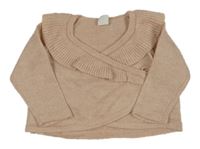 Svetloružový vlnený zavinovací sveter s volánikom H&M