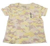 Vanilkovo-žlto-ružové army tričko s nápisom Primark