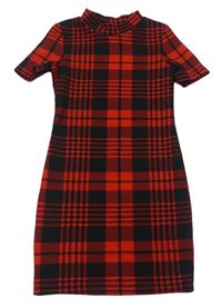 Čierno-červené kockované šaty Shein