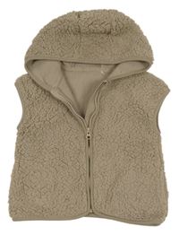 Svetlohnedá huňatá vesta s kapucňou George