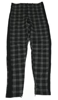 Čierno-sivé kockované tregíny Zara