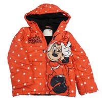 Červená šušťáková zimná bunda s Minnií a kapucňou Disney