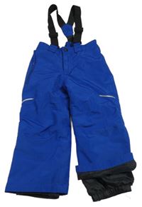 Kobaltově modré šusťákové oteplovačky s kšandami Lupilu 