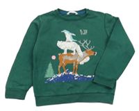 Tmavozelená mikina so zvieratkami M&S