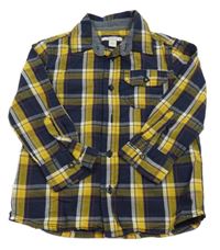 Tmavomodro-barevná kostkovaná košile Esprit 