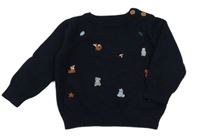 Černý svetr se zvířátky Nutmeg