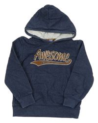 Tmavomodrá mikina s nápisom a kapucňou DopoDopo