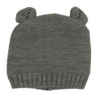Sivá pletená podšitá čapica s uškami