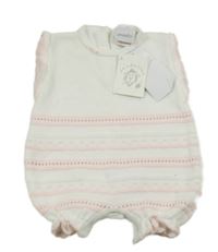 Nové - Bielo-ružový pletený kraťasový overal Dandelion