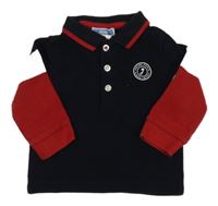 Tmavošedo-červeno-biele polo tričko Jacidi