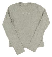 Sivé rebrované crop tričko so srdiečkom Zara