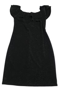 Černo-stříbrné šaty s volánky New Look