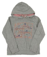 Sivá melírovaná mikina s nápisom a kapucňou Alive