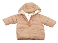 Broskvová šusťáková prošívaná zimní bunda s kapucí Orchestra