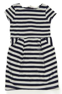 Tmavomodro-biele pruhované šaty H&M