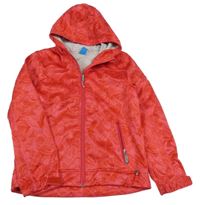 Růžová softshellová bunda se vzorem a kapucí 